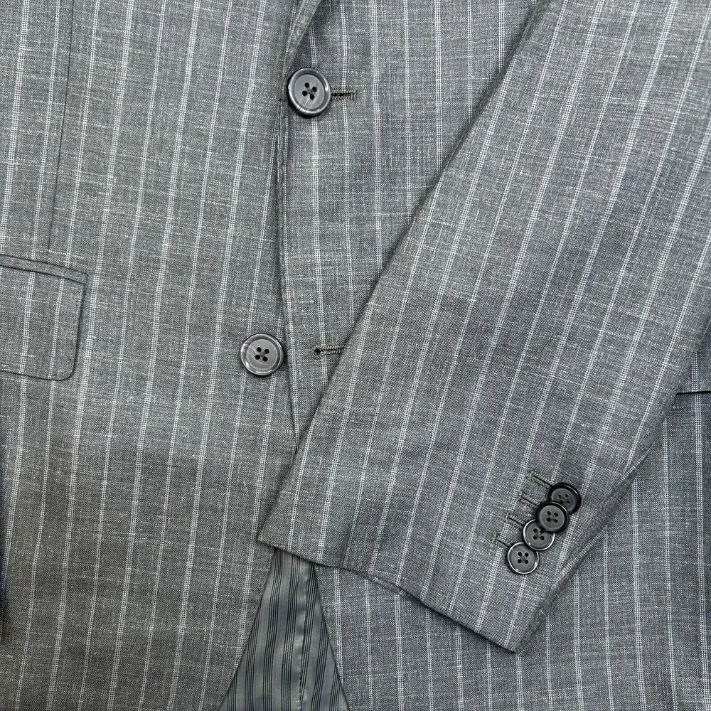 Banana Republic Silk Linen Sport Coat Mens 38R Grey Stripe Vitale Barberis Italy